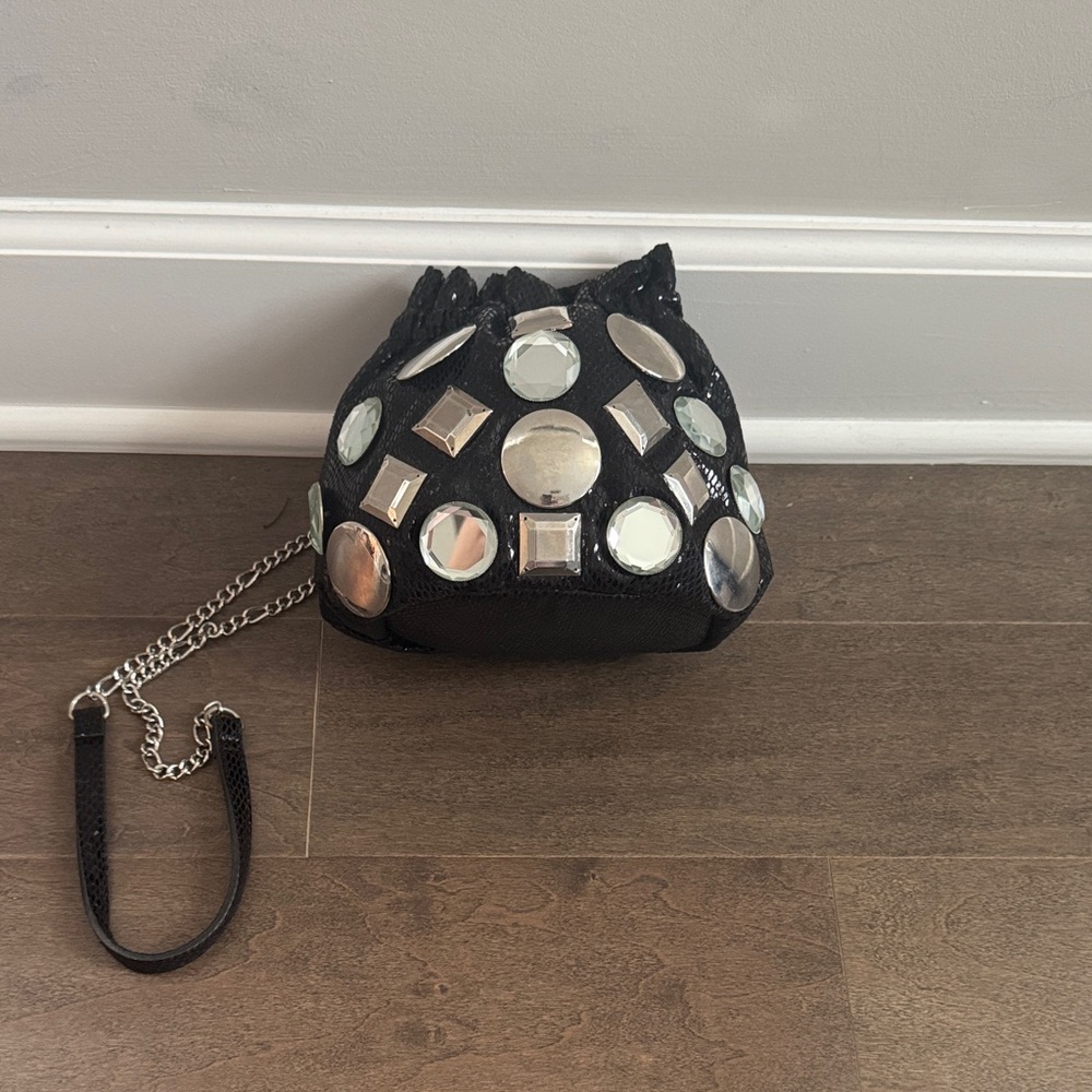 White House Black Market Black Bag with Silver Accents